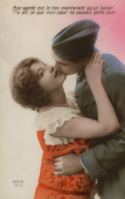 Kissing girl and soldier by French Photographer